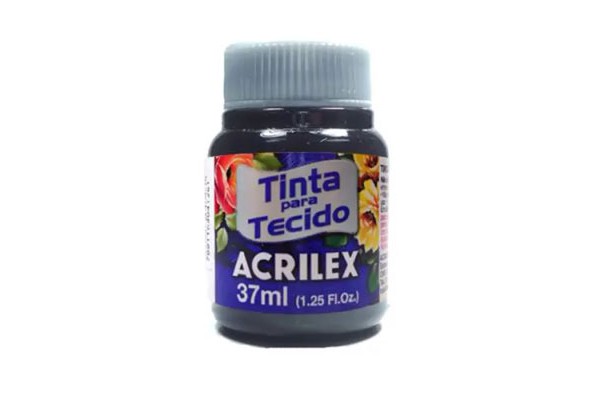 TINTA TECIDO FOSCA 37 ML ACRILEX PRETO 
